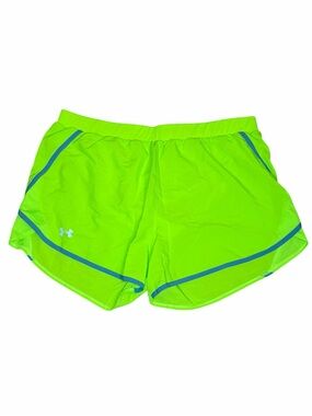 Under Armour HeatGear Running Shorts Women’s XL Neon Green Lined Athletic Run